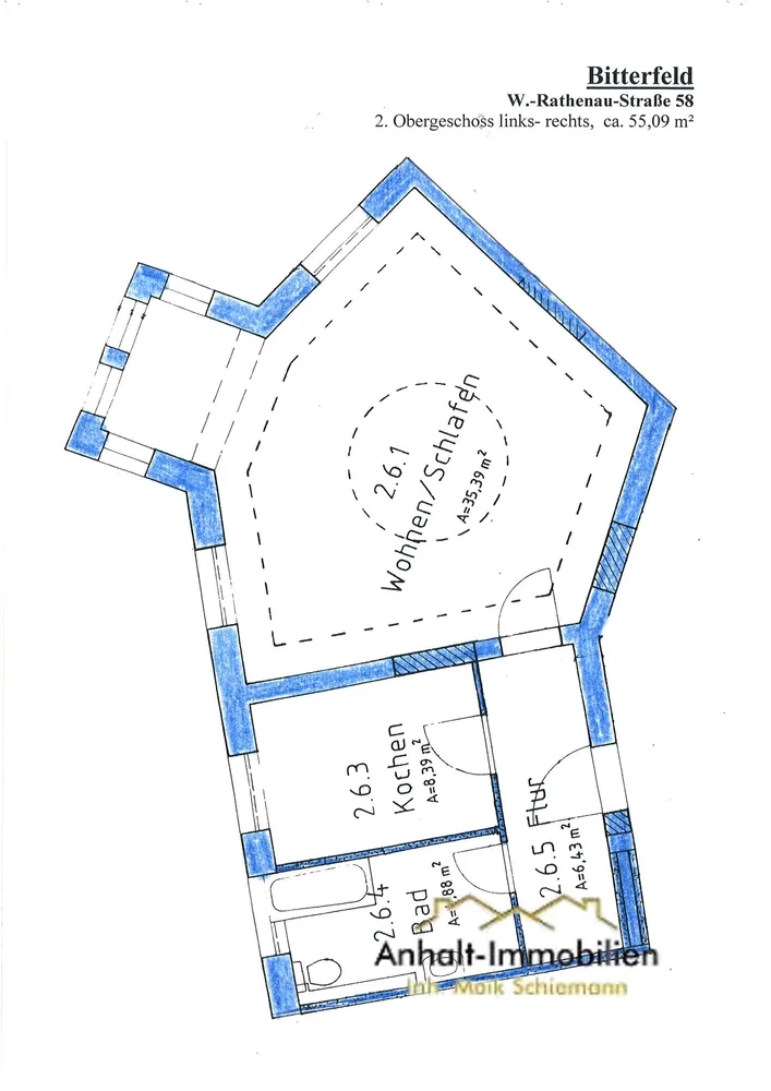 1 room apartment with 55 m² in Bitterfeld-Wolfen – Photo 5