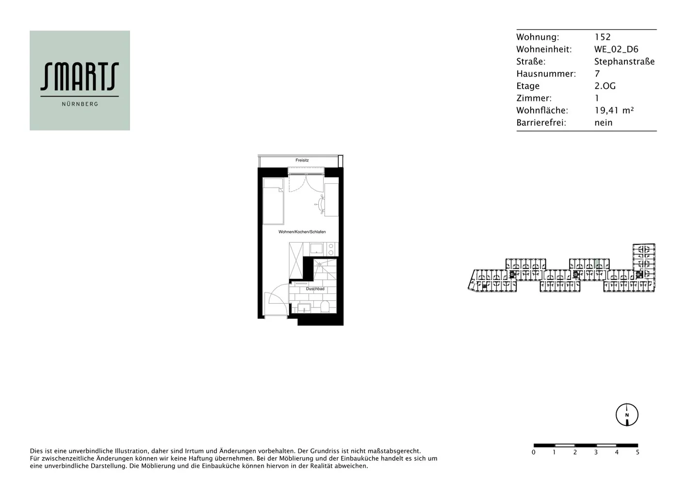 1 Zimmer Wohnung mit 19 m² in Nürnberg – Bild 1
