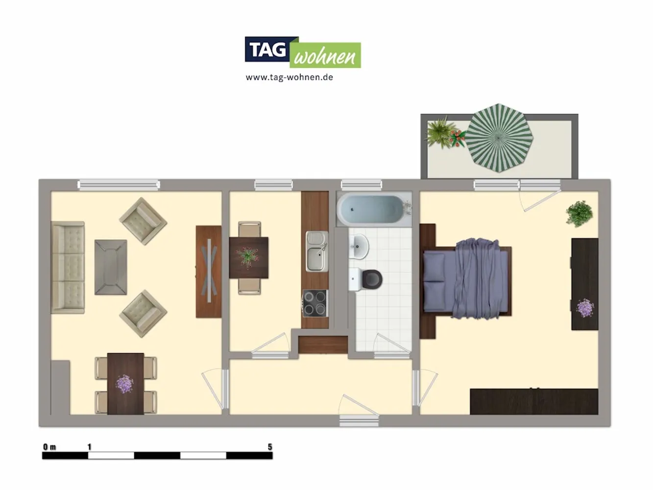 2 Zimmer Wohnung mit 48 m² in Merseburg – Bild 1