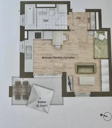 1 Zimmer Wohnung mit 33 m² in München – Bild 6