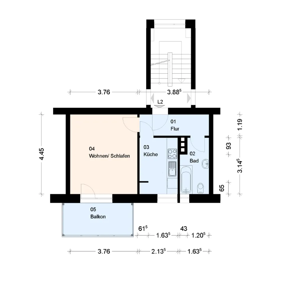 1 Zimmer Wohnung mit 33 m² in Magdeburg – Bild 1