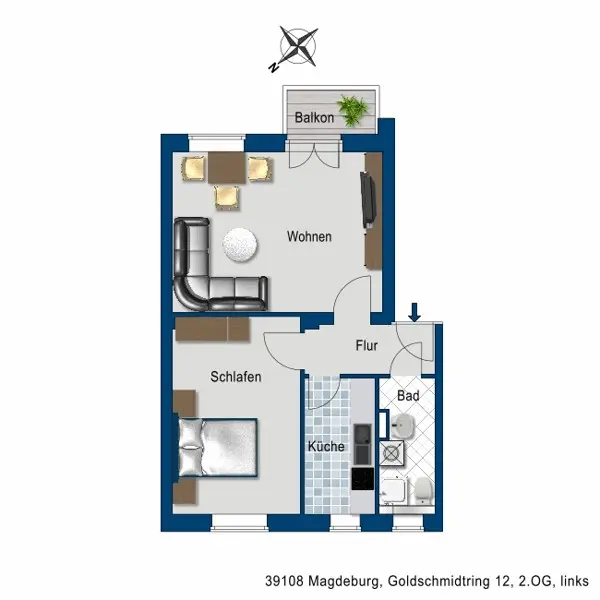 2 room apartment with 48 m² in Magdeburg – Photo 7