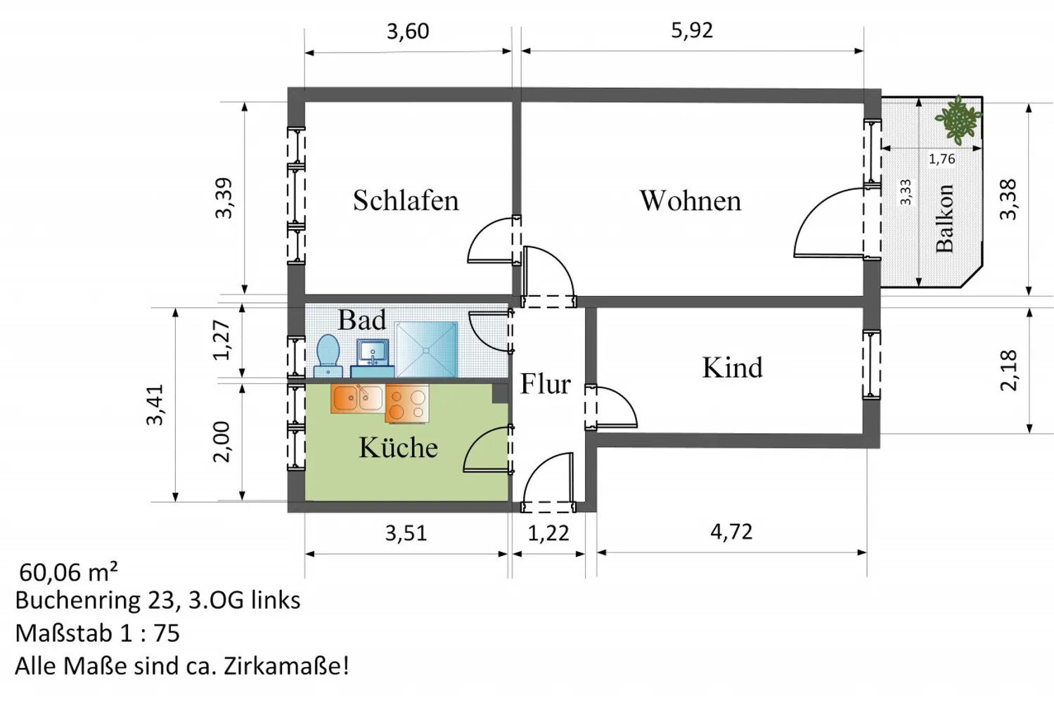 3 Zimmer Wohnung mit 60 m² in Altenburg – Bild 3