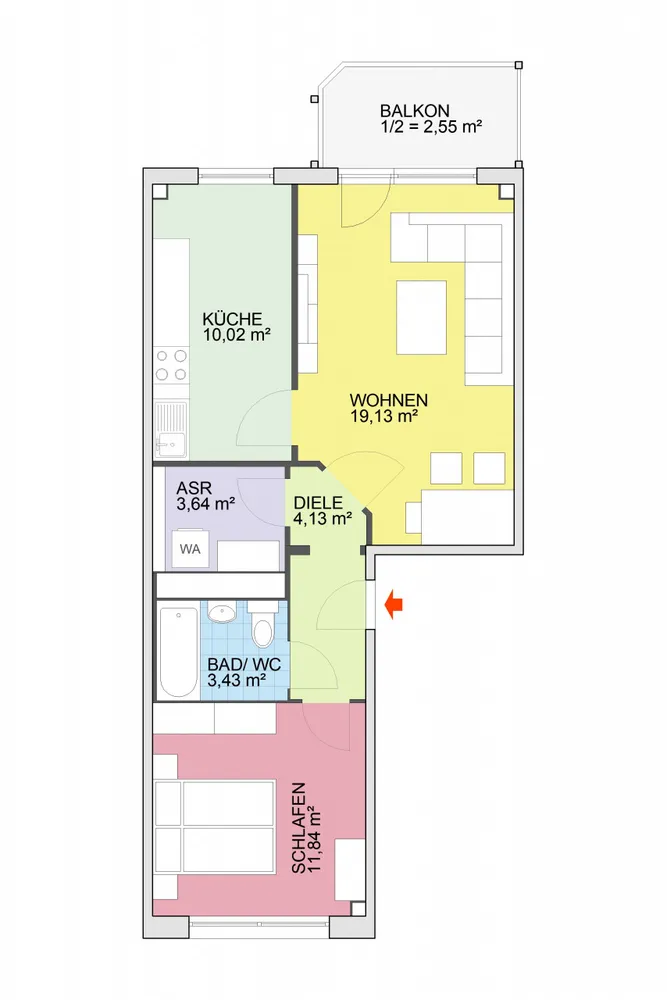 2 room apartment with 55 m² in Chemnitz – Photo 2