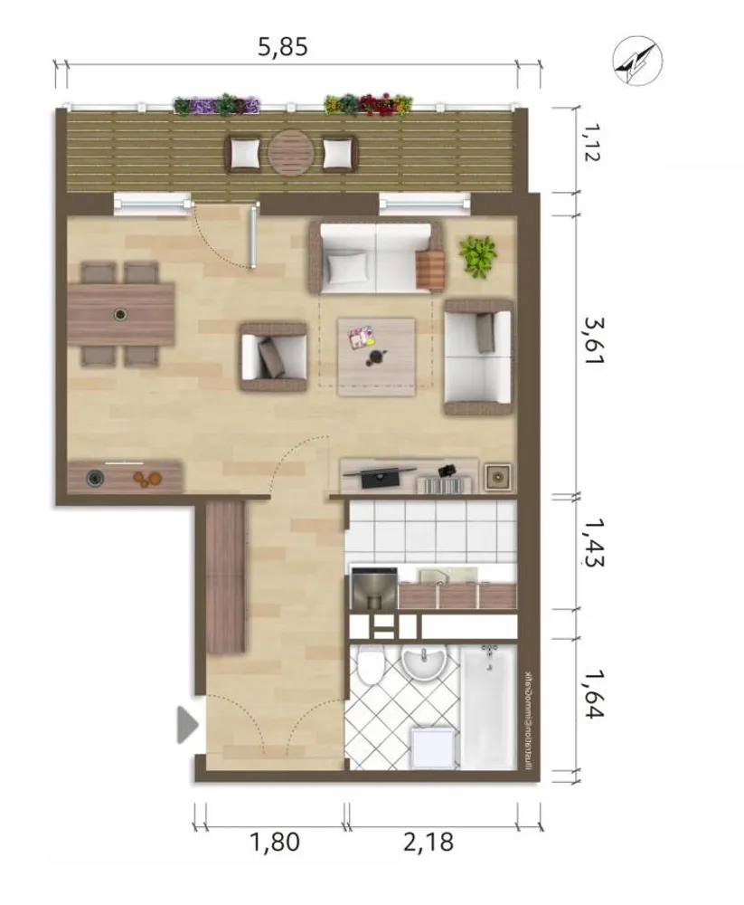 1 Zimmer Wohnung mit 38 m² in Hoyerswerda – Bild 2