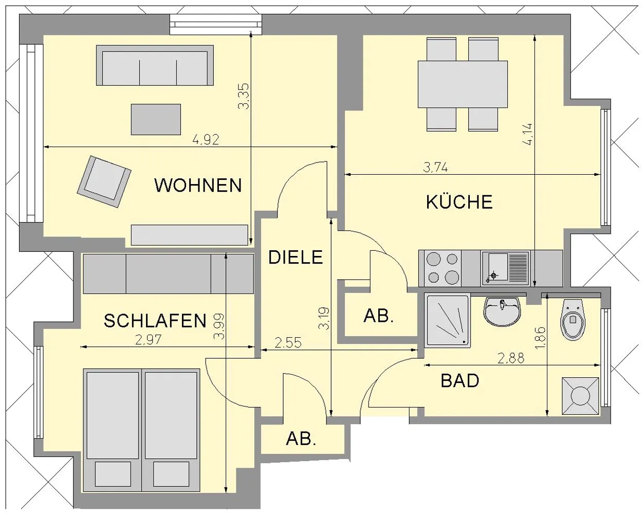 2 Zimmer Wohnung mit 52 m² in Duisburg – Bild 2