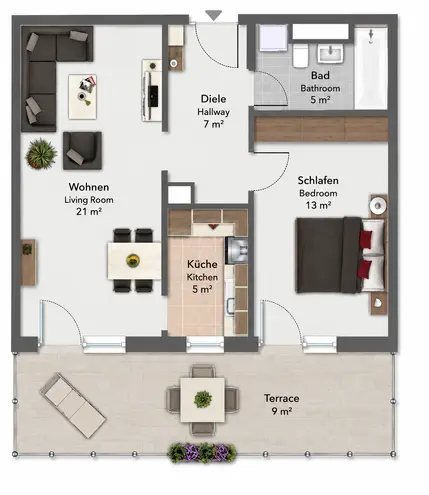 2 Zimmer Wohnung mit 60 m² in München – Bild 4