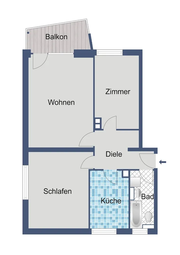 3 Zimmer Wohnung mit 63 m² in Frankfurt am Main – Bild 2
