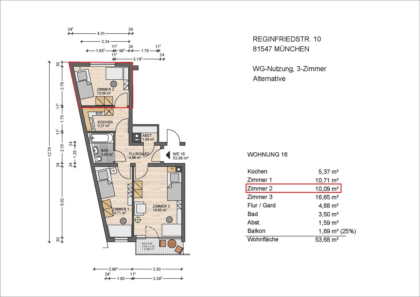 WG-Zimmer mit 10 m² in München – Bild 3