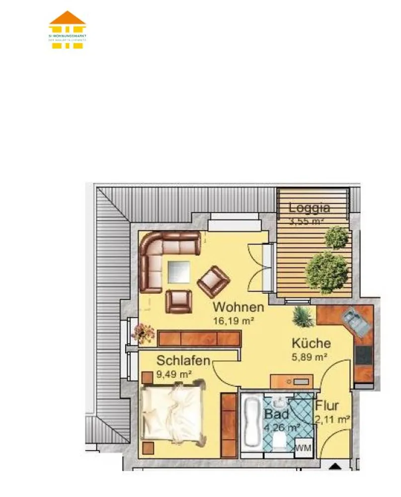 2 Zimmer Wohnung mit 41 m² in Chemnitz – Bild 9