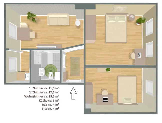 3 Zimmer Wohnung mit 58 m² in Halle (Saale) – Bild 3