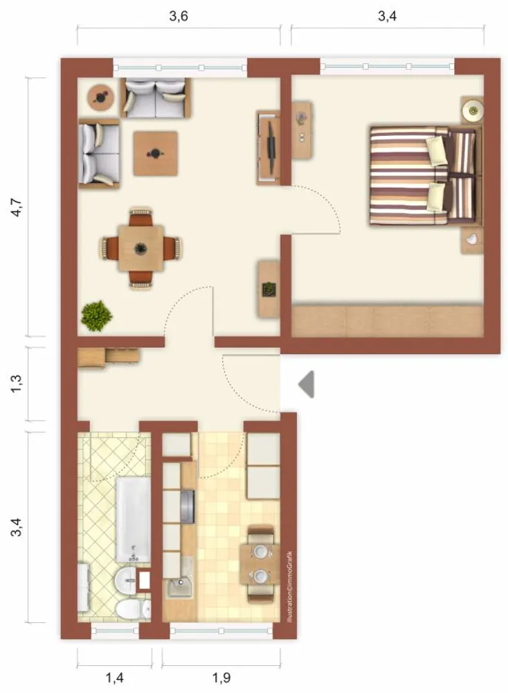 2 Zimmer Wohnung mit 47 m² in Suhl – Bild 2