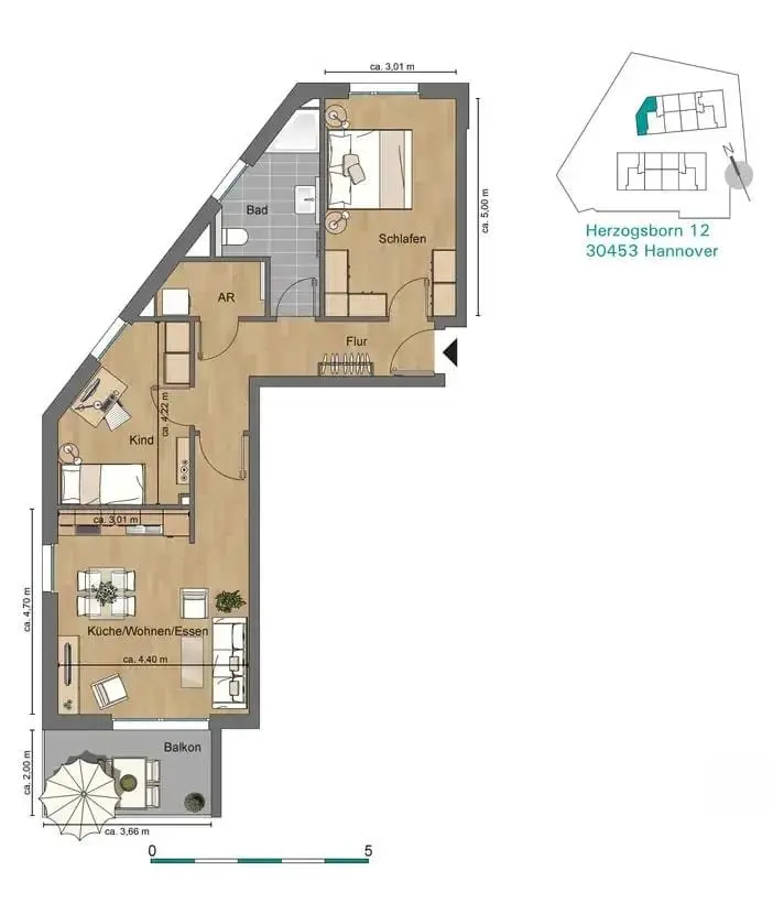 4 Zimmer Wohnung mit 83 m² in Hannover – Bild 6