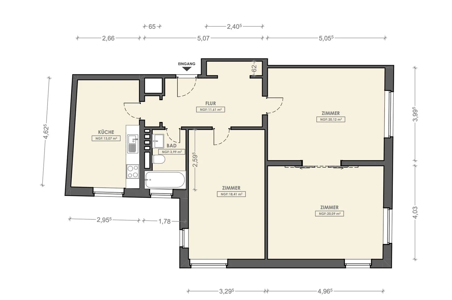 3 Zimmer Wohnung mit 88 m² in Hannover – Bild 8