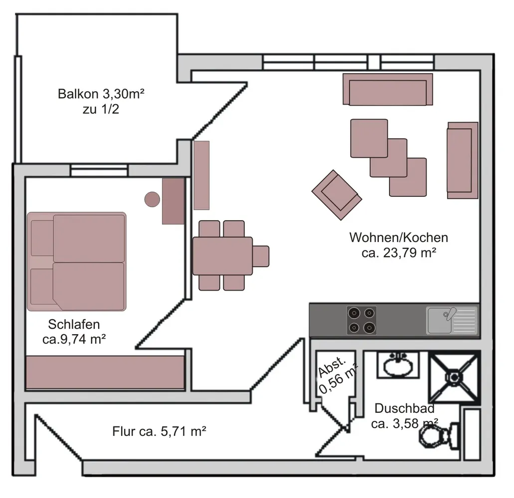 2 Zimmer Wohnung mit 47 m² in Gießen – Bild 3