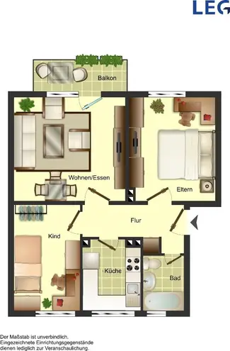 3 Zimmer Wohnung mit 59 m² in Düsseldorf – Bild 3