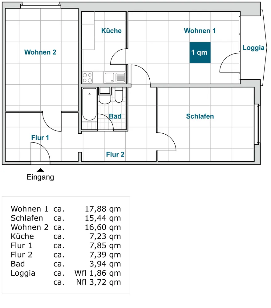 3 Zimmer Wohnung mit 79 m² in Dresden – Bild 2