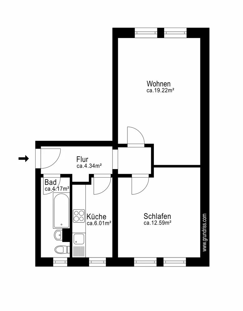 2 room apartment with 47 m² in Erfurt – Photo 2