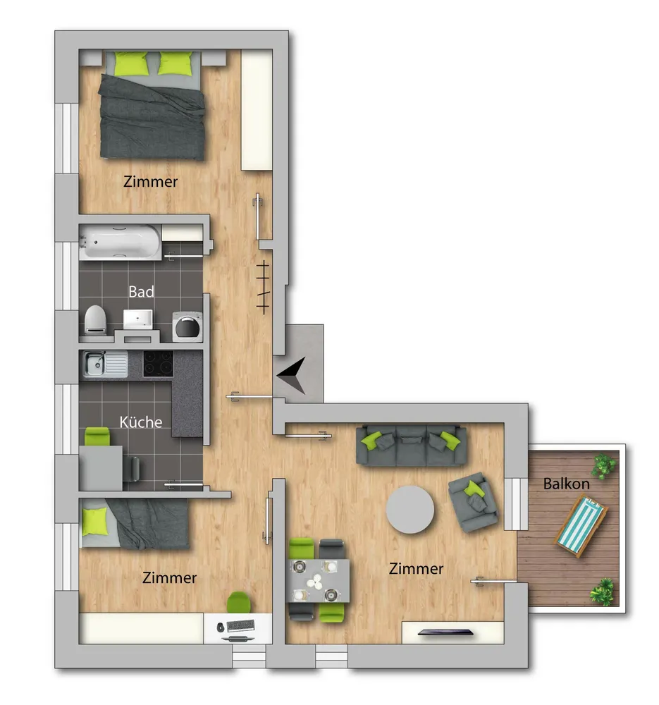 3 Zimmer Wohnung mit 60 m² in Chemnitz – Bild 2