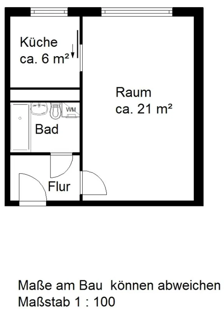 1 Zimmer Wohnung mit 33 m² in Halle (Saale) – Bild 3