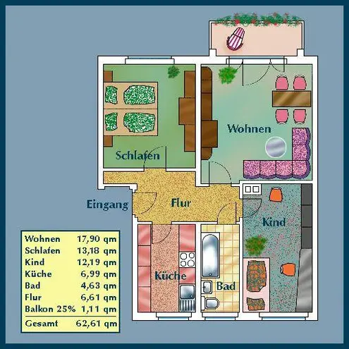 3 Zimmer Wohnung mit 62 m² in Dresden – Bild 2
