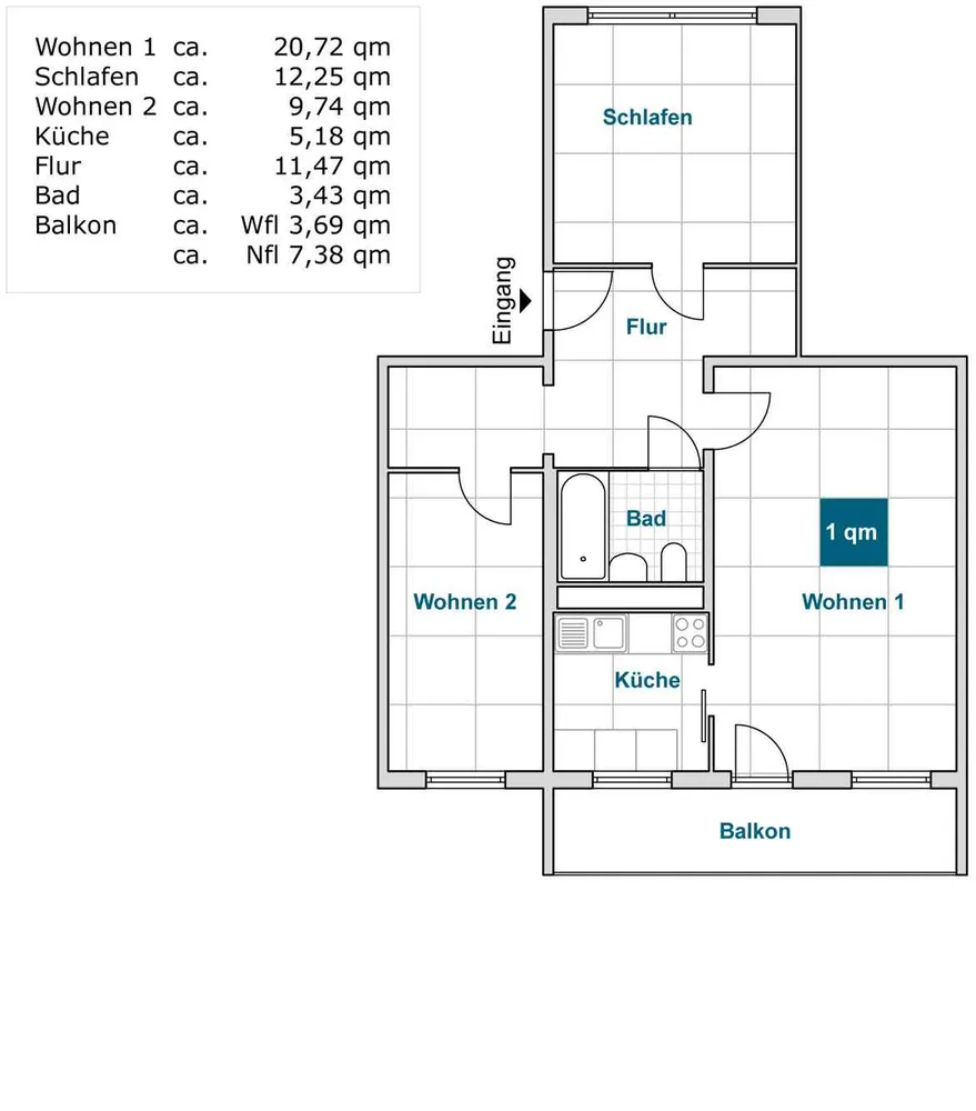 3 Zimmer Wohnung mit 67 m² in Dresden – Bild 2