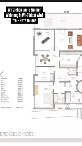 5 Zimmer Wohnung mit 149 m² in Wiesbaden – Bild 1