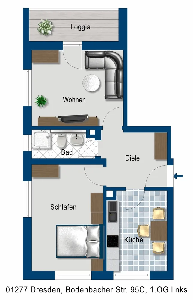 2 room apartment with 57 m² in Dresden – Photo 2