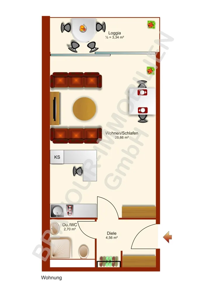 1 Zimmer Wohnung mit 37 m² in Köln – Bild 1