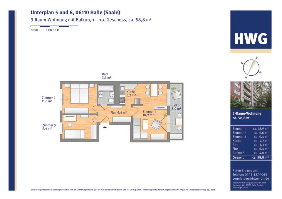 3 Zimmer Wohnung mit 59 m² in Halle (Saale) – Bild 5