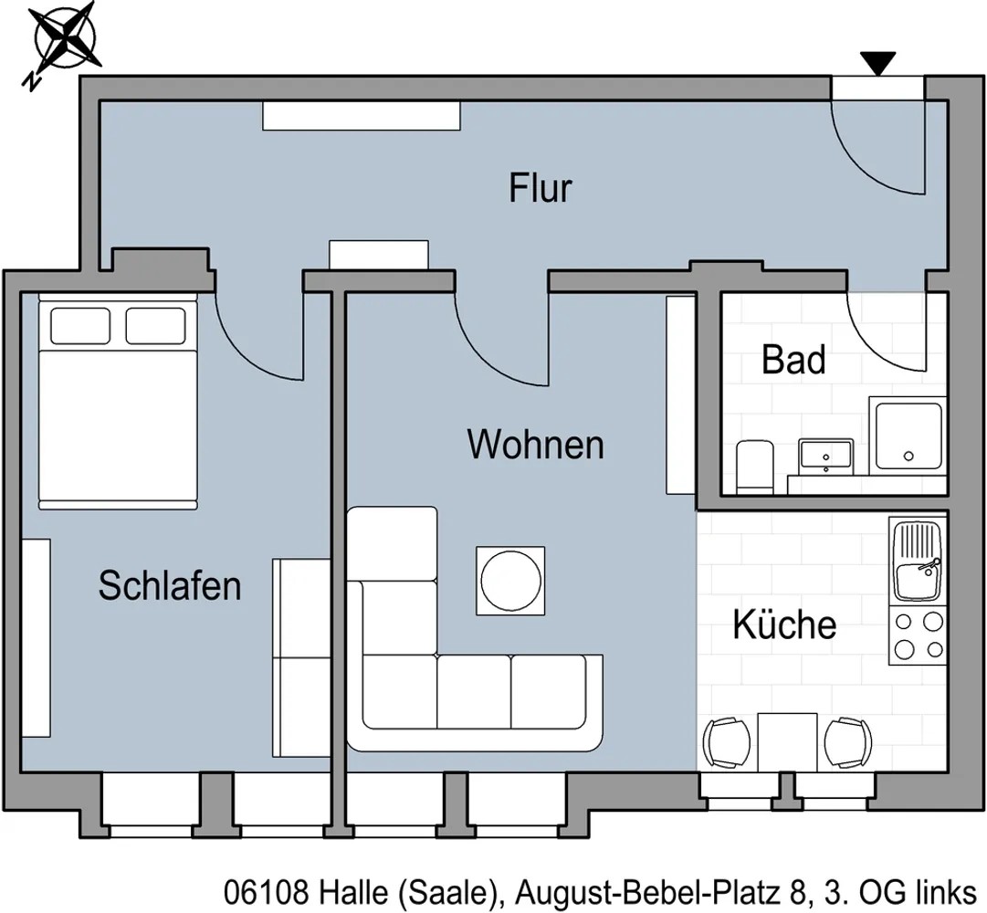 2 Zimmer Wohnung mit 60 m² in Halle (Saale) – Bild 2