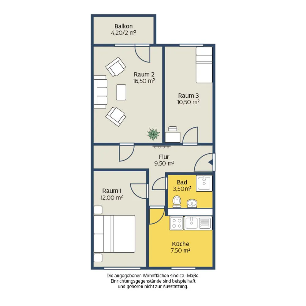 3 Zimmer Wohnung mit 63 m² in Leipzig – Bild 2