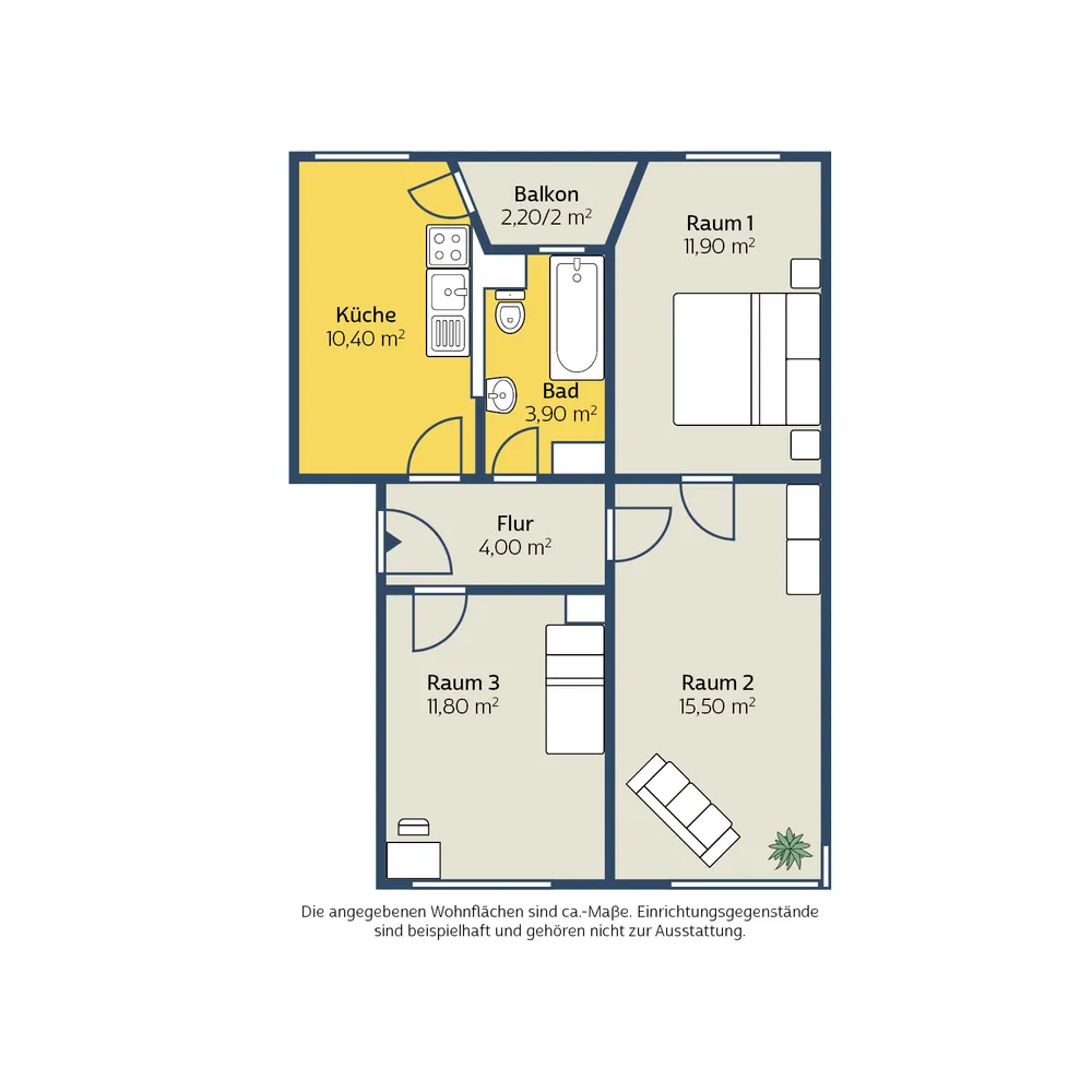 3 Zimmer Wohnung mit 56 m² in Leipzig – Bild 2