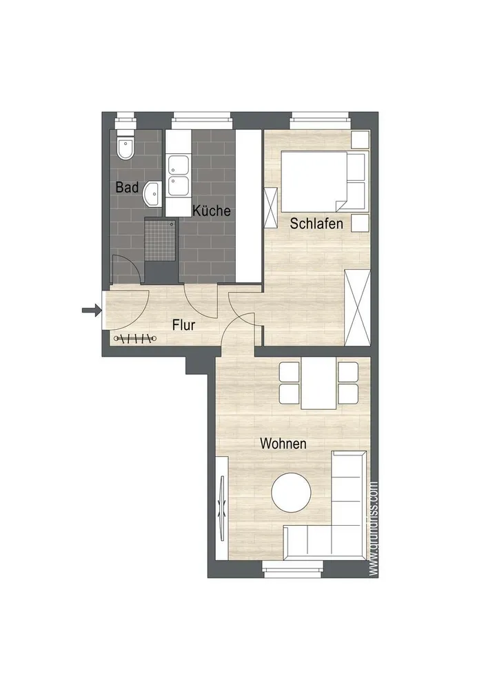2 Zimmer Wohnung mit 46 m² in Leipzig – Bild 2