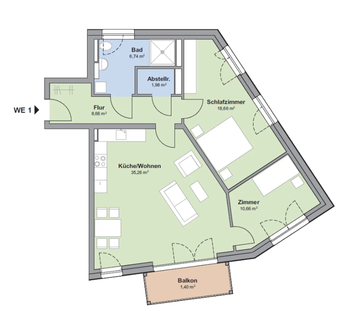 3 Zimmer Wohnung mit 83 m² in Münster – Bild 2