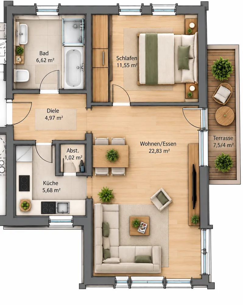 2 Zimmer Wohnung mit 54 m² in Dresden – Bild 1