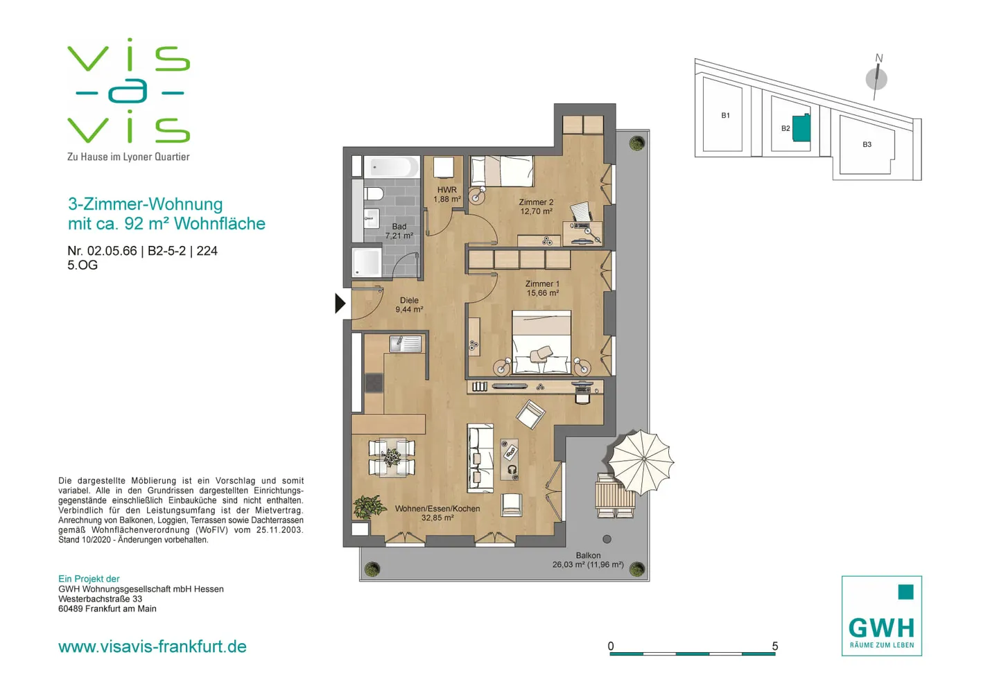 3 room apartment with 92 m² in Frankfurt am Main – Photo 2