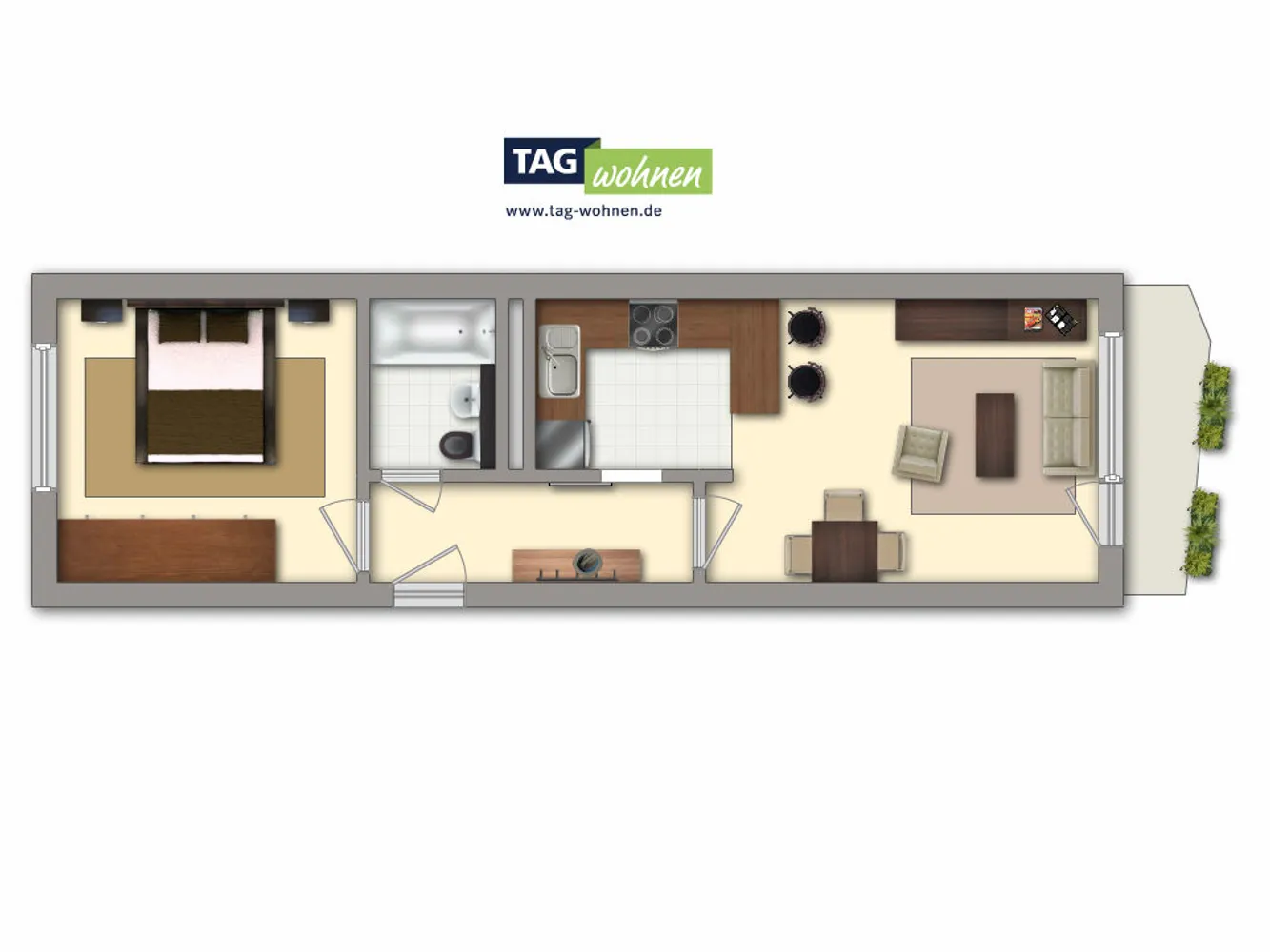 2 room apartment with 52 m² in Erfurt – Photo 2