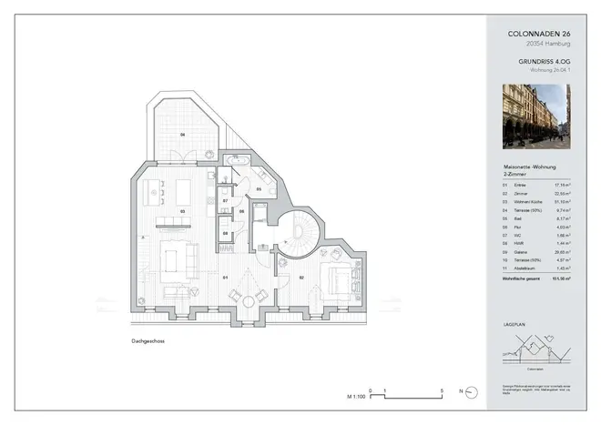 2 Zimmer Wohnung mit 152 m² in Hamburg – Bild 3