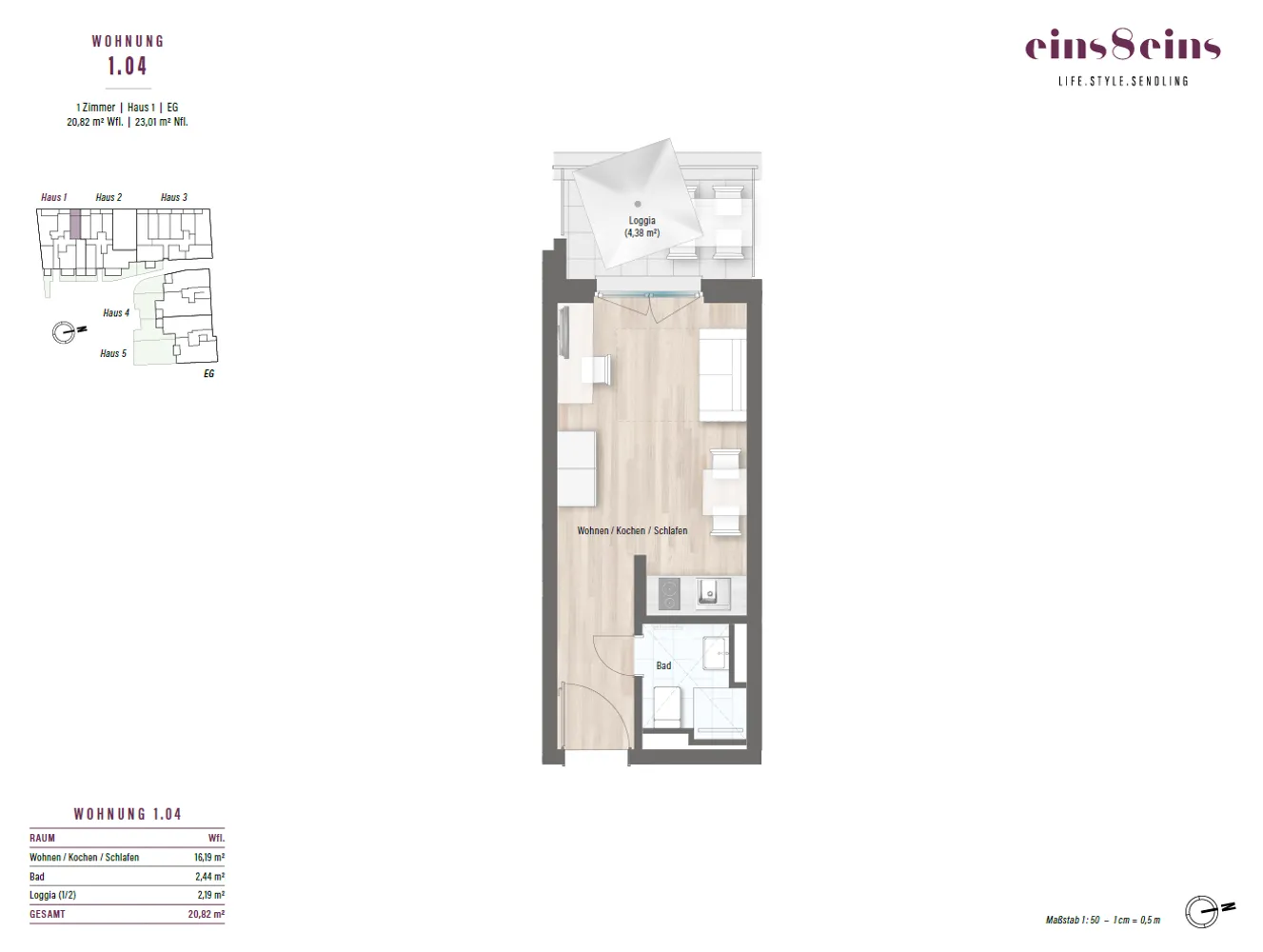 1 room apartment with 21 m² in Munich – Photo 8