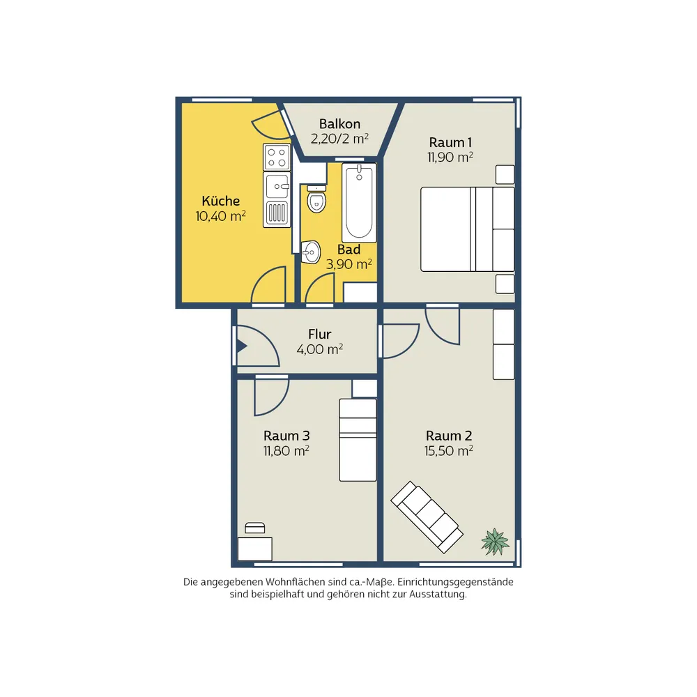 3 Zimmer Wohnung mit 56 m² in Leipzig – Bild 2