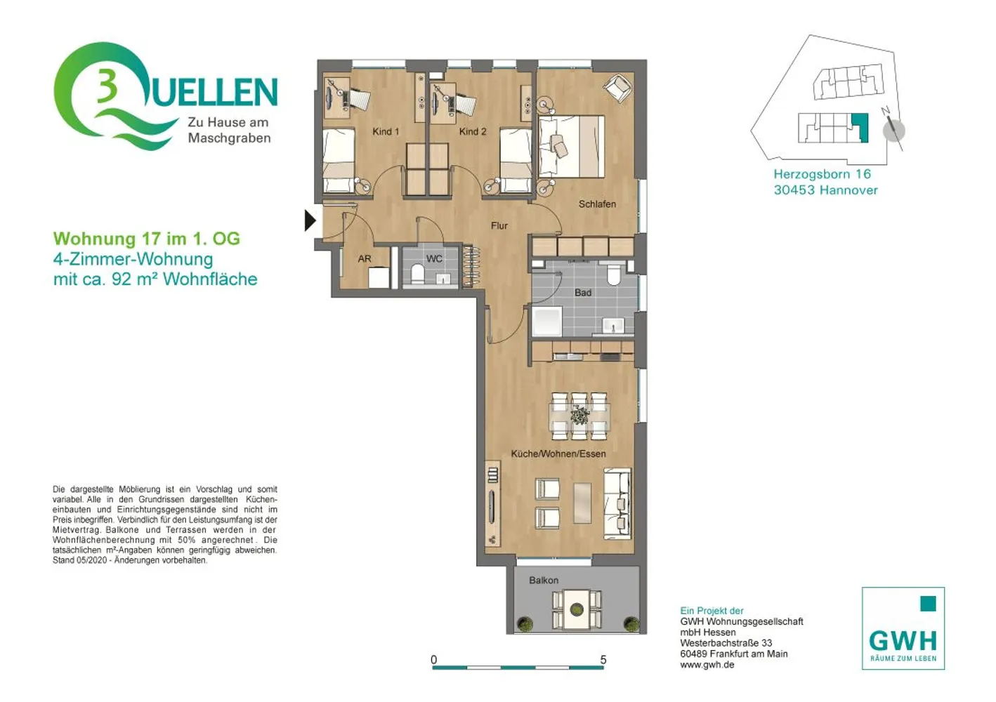 4 Zimmer Wohnung mit 92 m² in Hannover – Bild 1