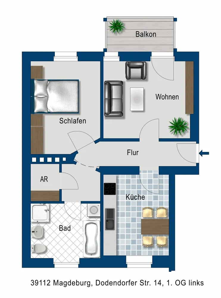 2 room apartment with 59 m² in Magdeburg – Photo 2