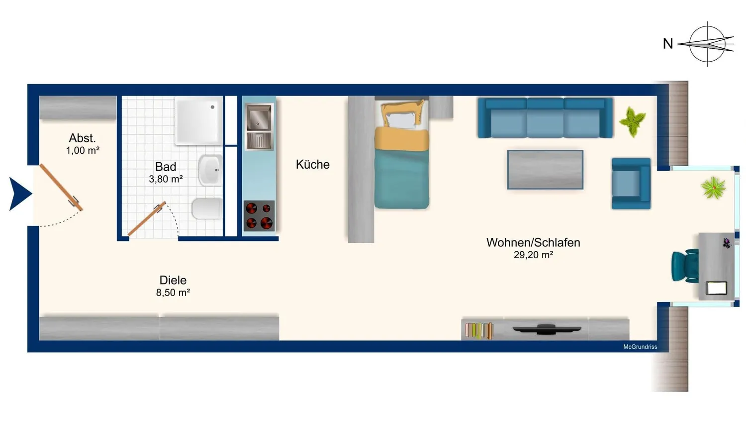 1 Zimmer Wohnung mit 41 m² in Halle (Saale) – Bild 4