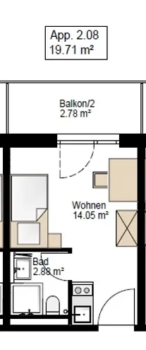 1 Zimmer Wohnung mit 20 m² in Augsburg – Bild 7