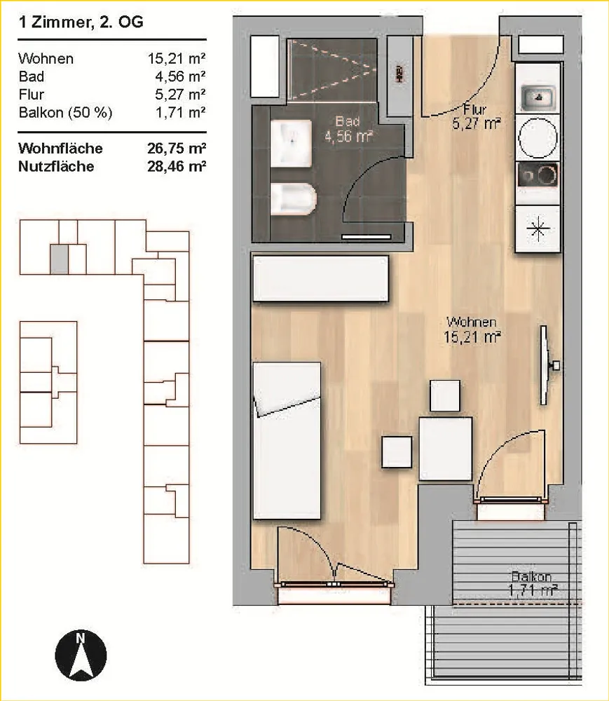 1 Zimmer Wohnung mit 27 m² in München – Bild 11