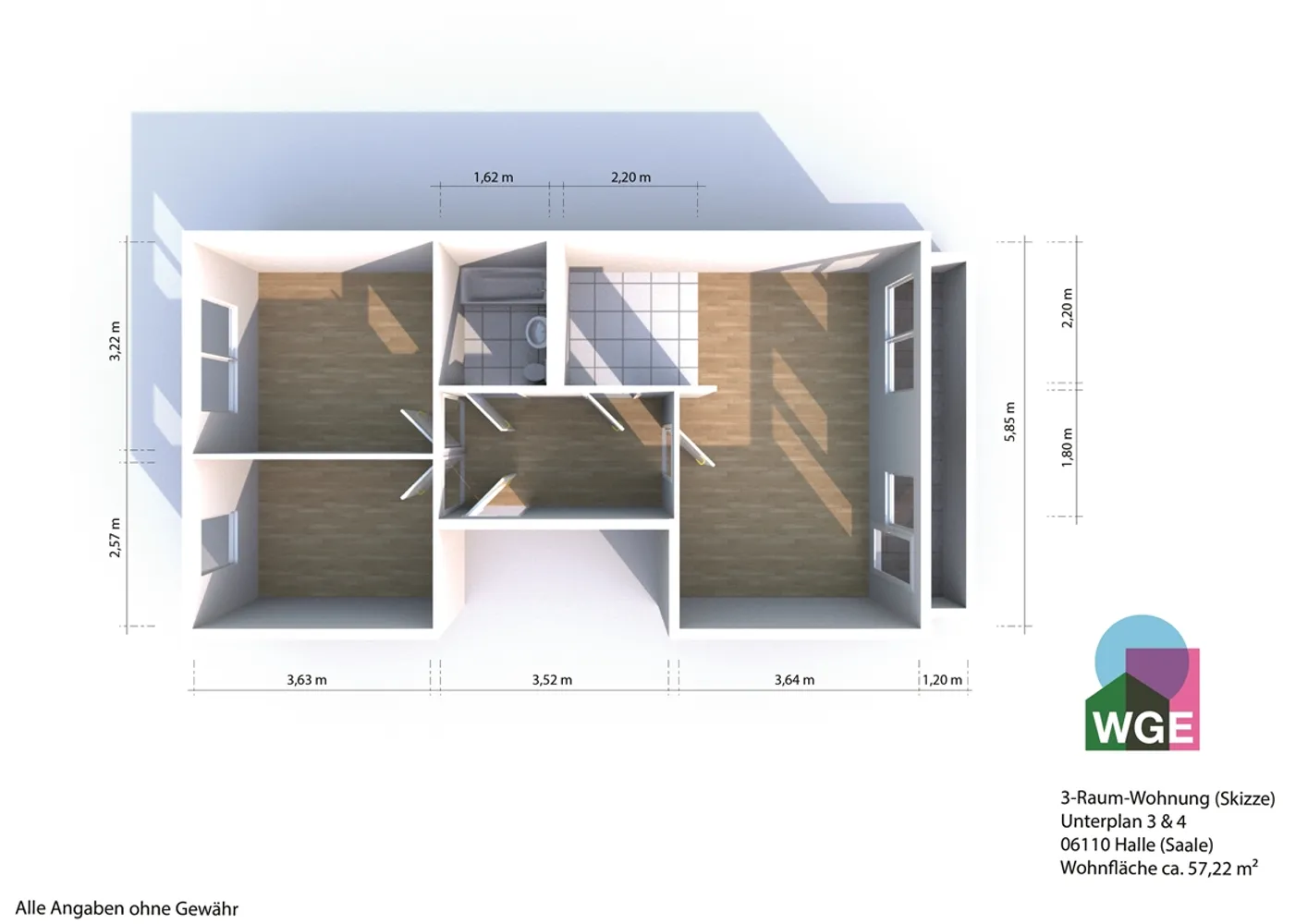 3 Zimmer Wohnung mit 57 m² in Halle (Saale) – Bild 5