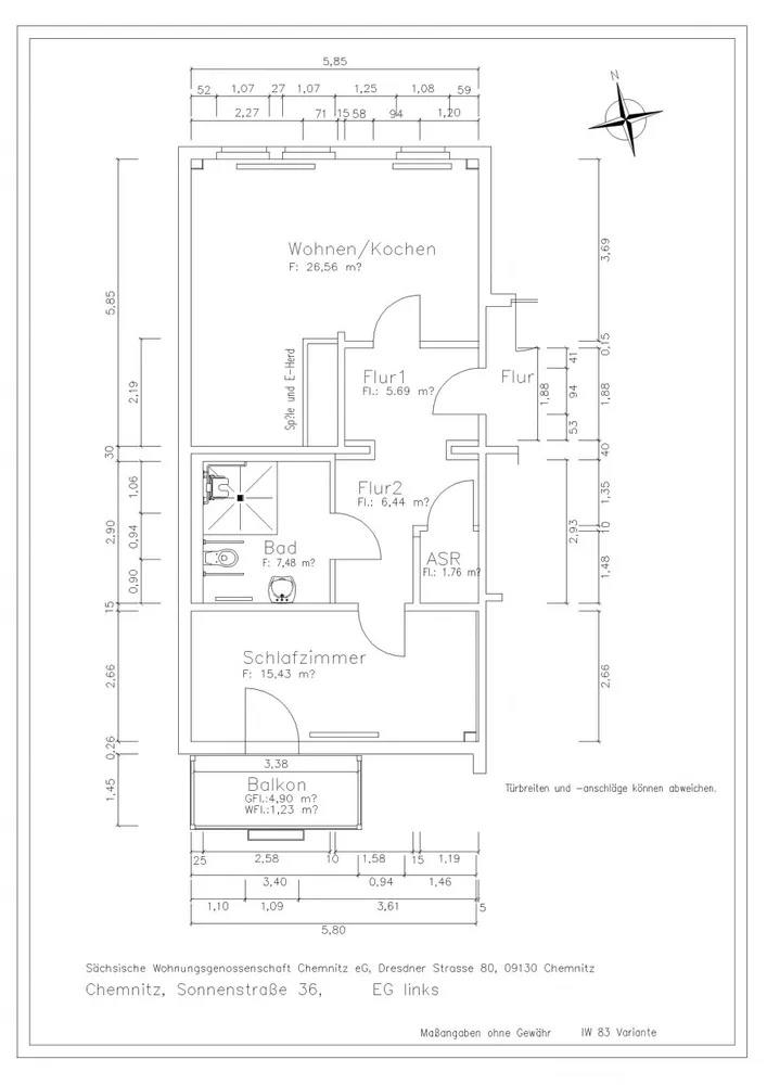 2 room apartment with 65 m² in Chemnitz – Photo 2