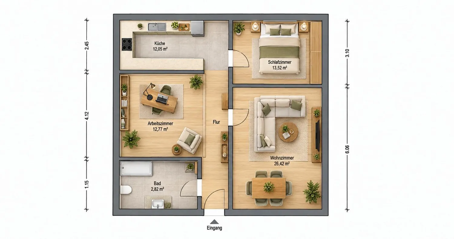 3 Zimmer Wohnung mit 65 m² in Duisburg – Bild 1