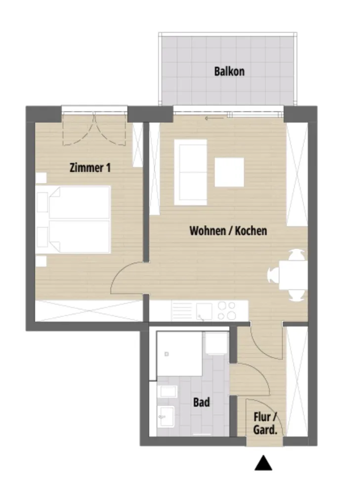2 Zimmer Wohnung mit 52 m² in Münster – Bild 2